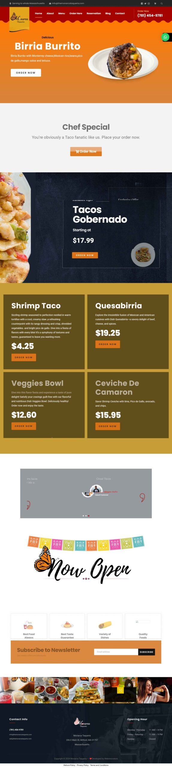 Website Development 5 Monarca Taqueria