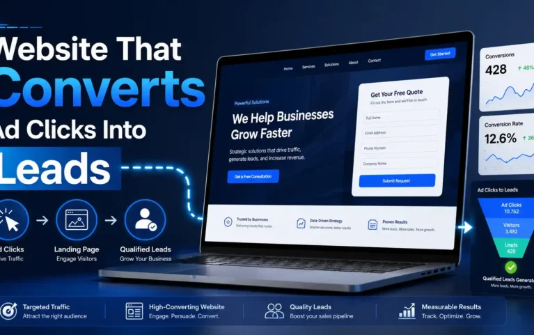 Website converting ad clicks into leads for small business