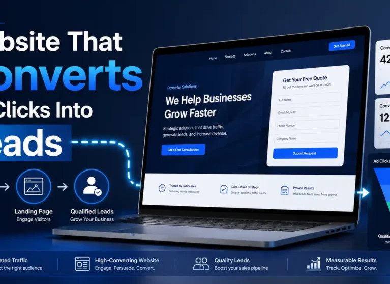 Website converting ad clicks into leads for small business