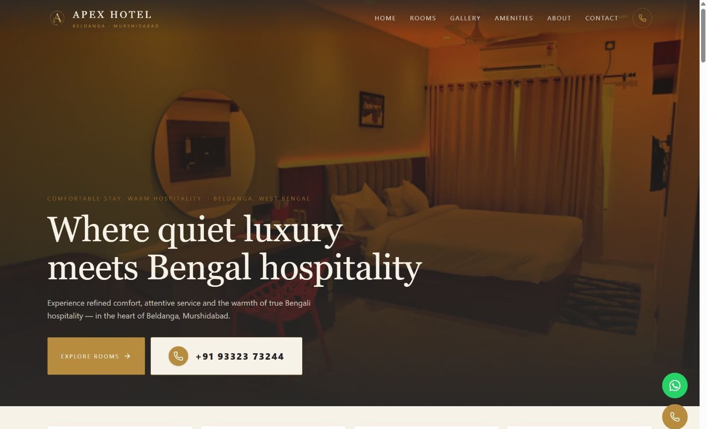apex hotel website screenshot 1
