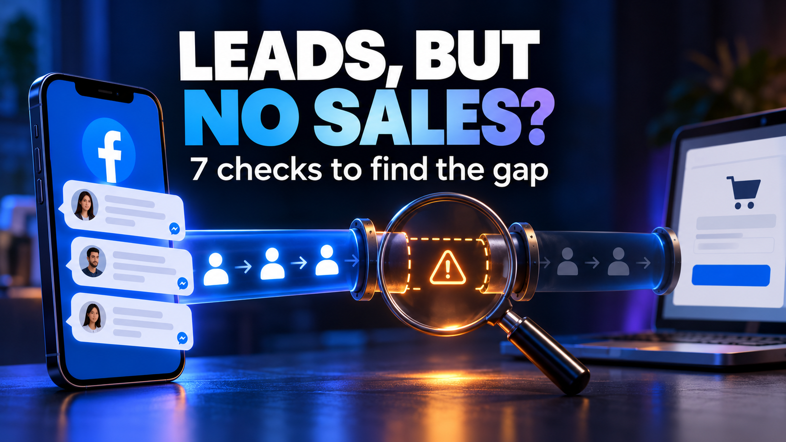 Illustration of Facebook ad enquiries encountering a gap before becoming sales.