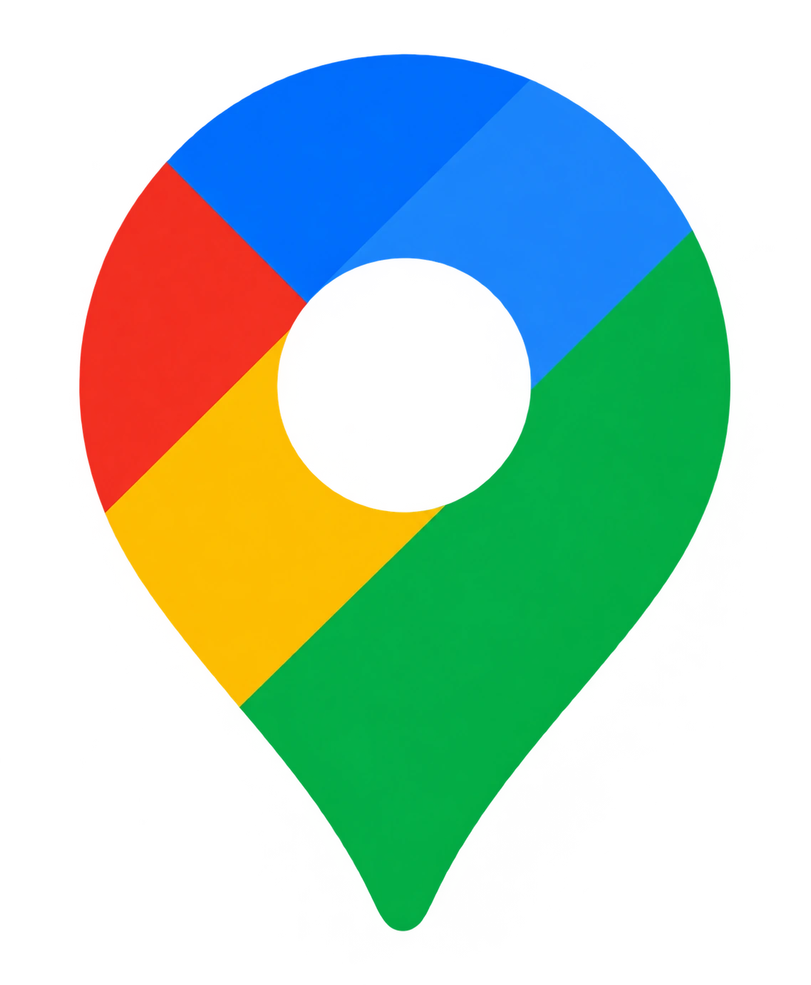Multicolor Google Maps location pin.