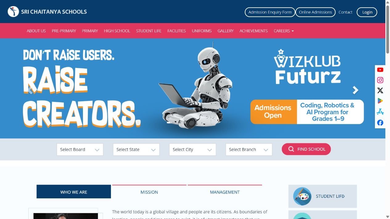 sri chaitanya school homepage 2